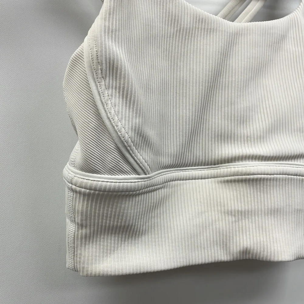 Lululemon Energy Ribbed Textured Racerback Sports Bra White 2 - Picture 3 of 6